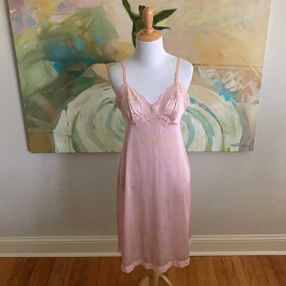 Vintage Vassarette Slip Dress W Lace Sz 